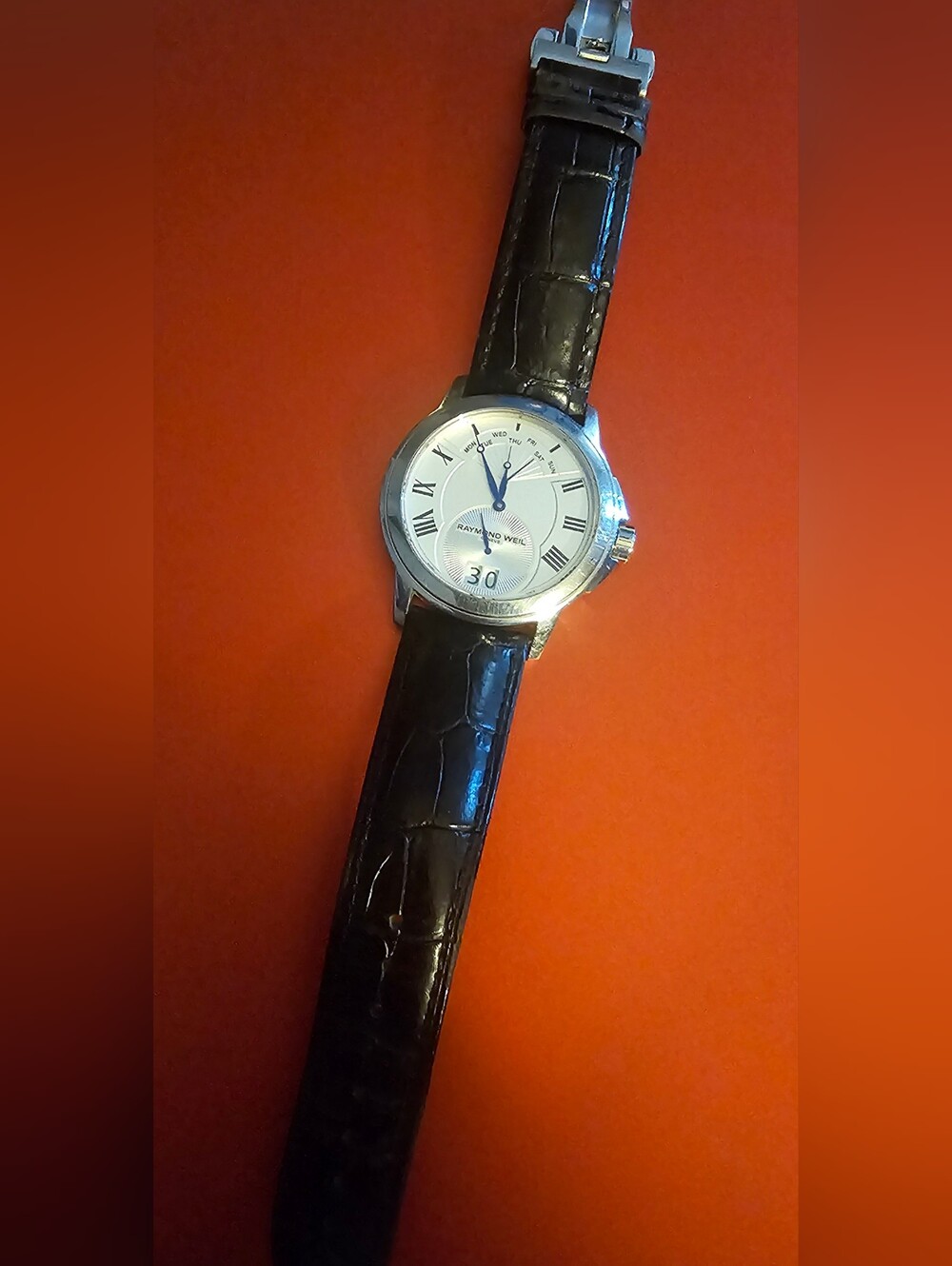 Raymond Weil Silver Dial Watch with Black Leather Strap - Picture 2 of 16